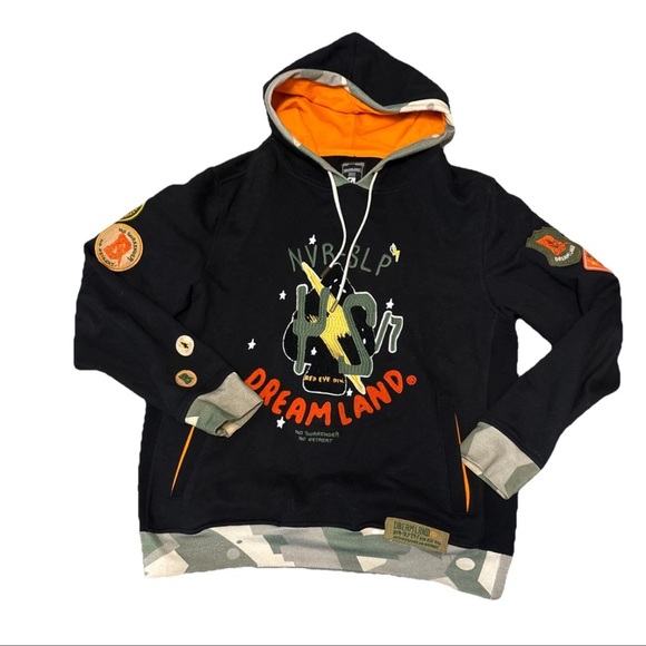 DREAMLAND Other - DREAMLAND Men’s Black Hoodie SZ M Embroidered Detail Patches No Surrender